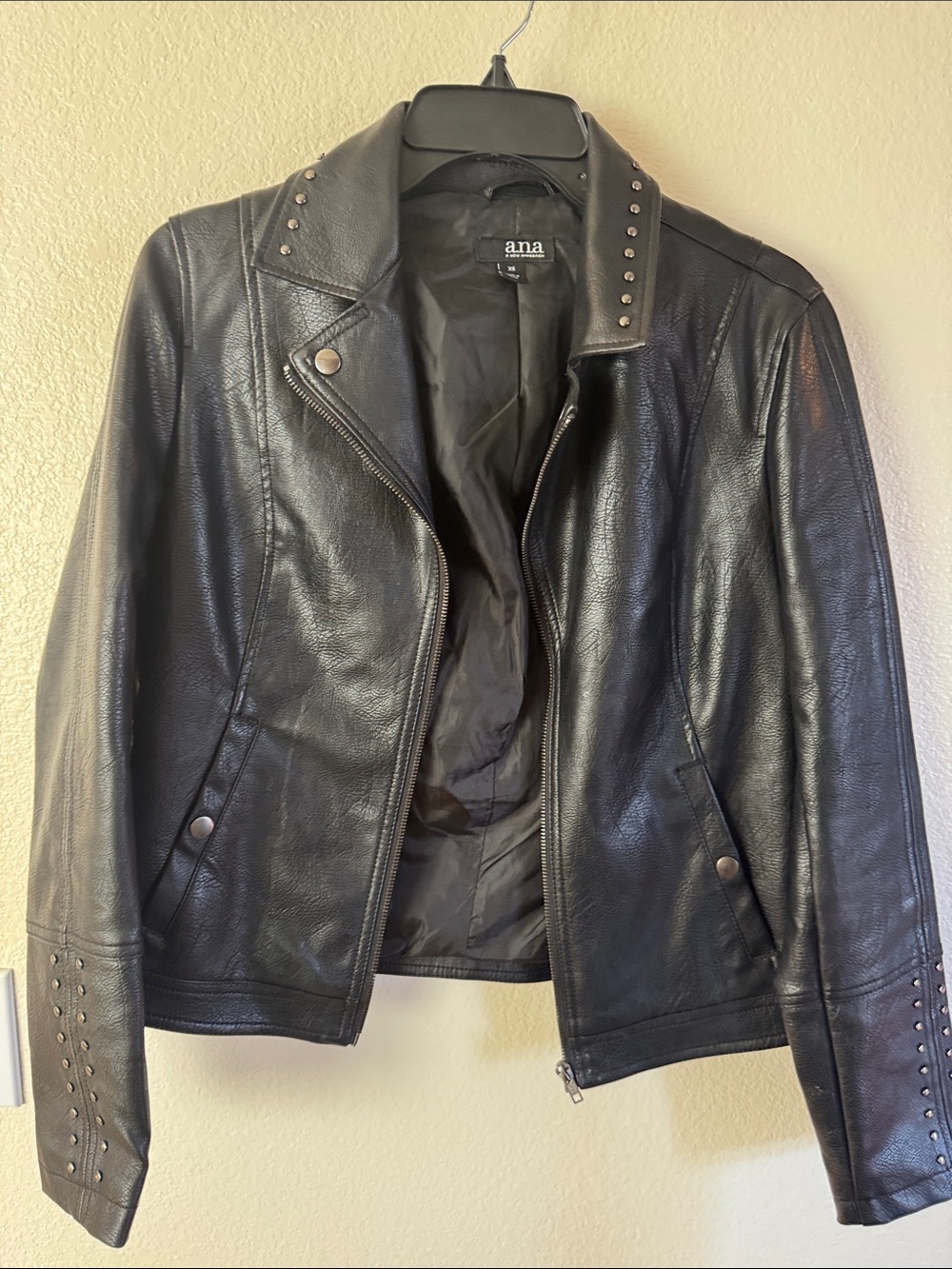a.n.a Black Studded Faux Leather Moto Jacket